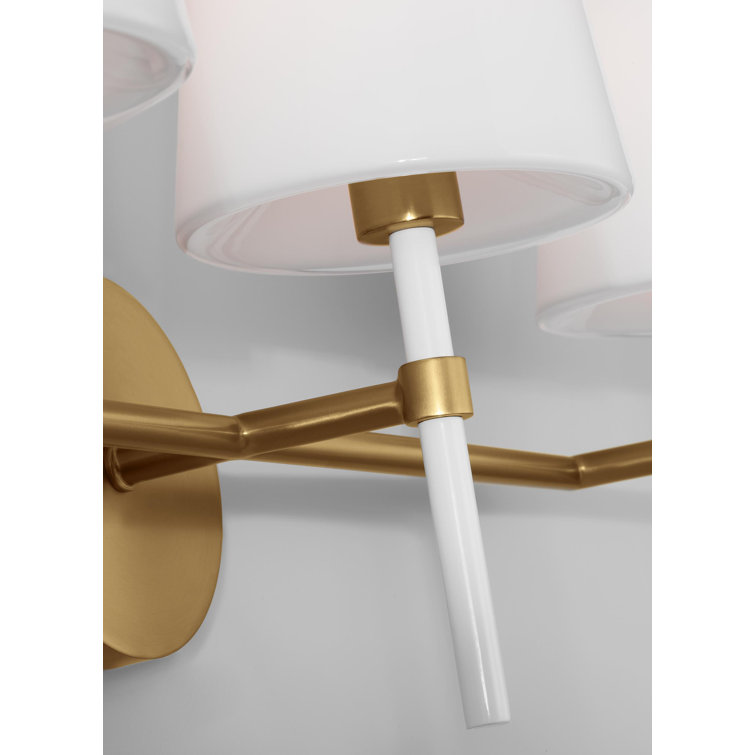 Burnished Brass 3-Light Dimmable Vanity Light with White Shades