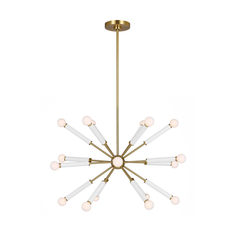 Burnished Brass 18-Light Sputnik Chandelier with Globe Bulbs