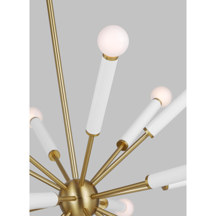 Burnished Brass 18-Light Sputnik Chandelier with Globe Bulbs
