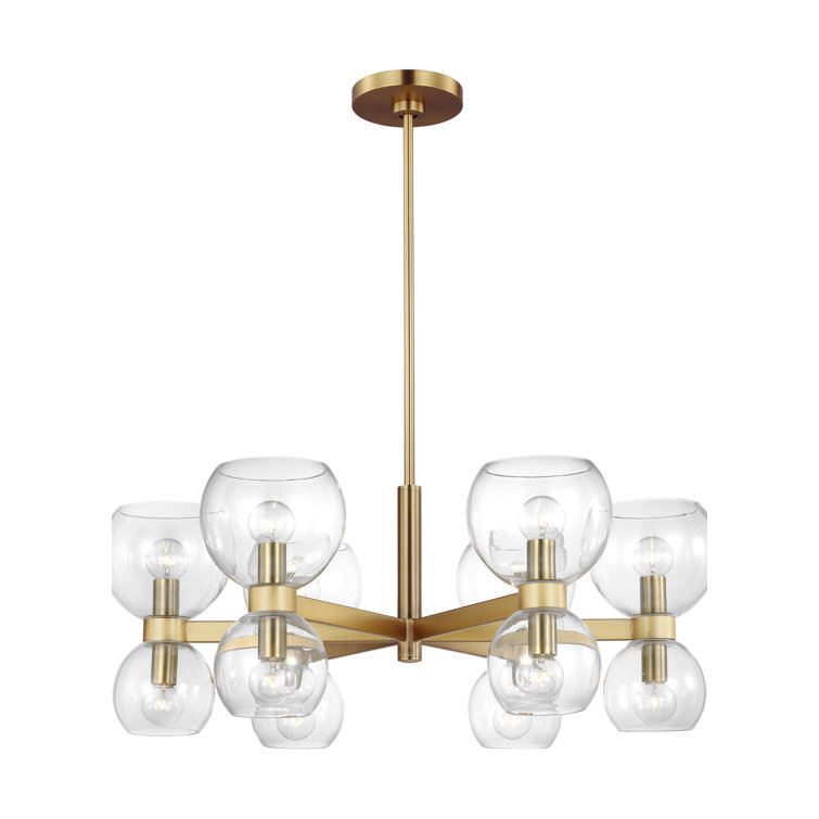 Londyn Burnished Brass 28" Modern Wagon Wheel Chandelier