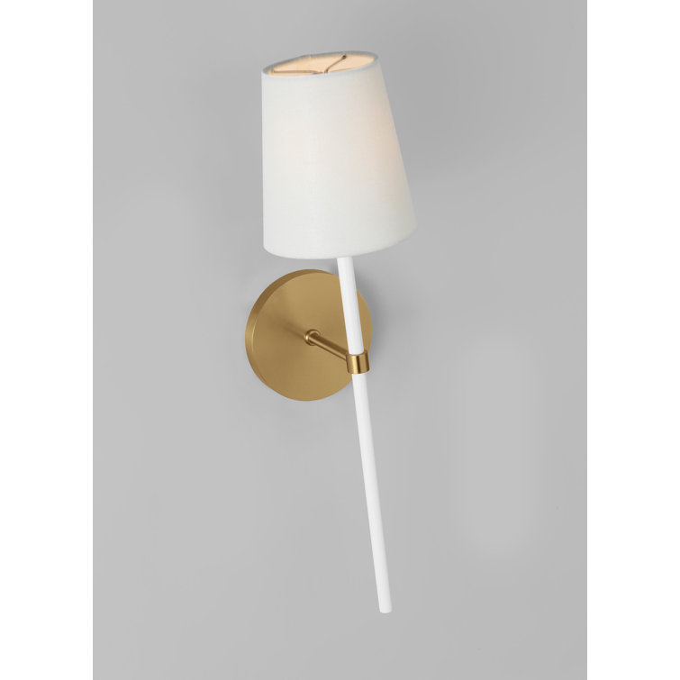 Burnished Brass and White Steel Dimmable Wall Sconce