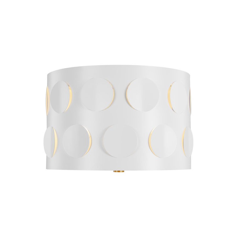 Dottie Polished Nickel 13" Brass-Glass Drum Flush Mount