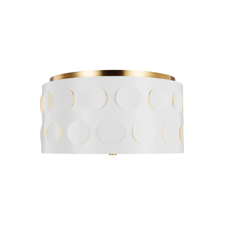 Burnished Brass Glass Drum Indoor/Outdoor Flush Mount
