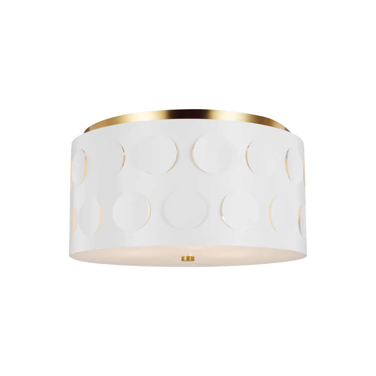 Burnished Brass Glass Drum Indoor/Outdoor Flush Mount