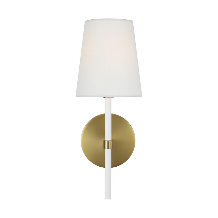 Elegant Monroe Dimmable Brass Wall Sconce with Linen Shade