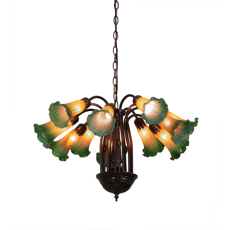 Mahogany Bronze Mini 12-Light Pond Lily Chandelier
