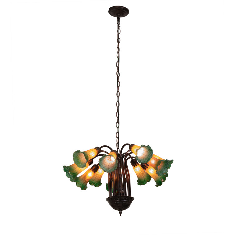Mahogany Bronze Mini 12-Light Pond Lily Chandelier