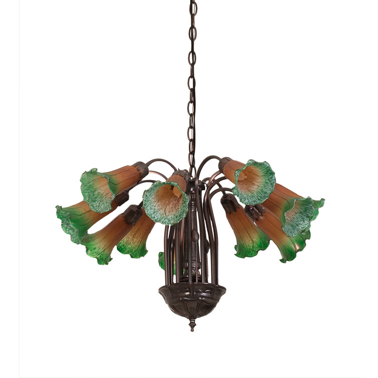 Mahogany Bronze Mini 12-Light Pond Lily Chandelier