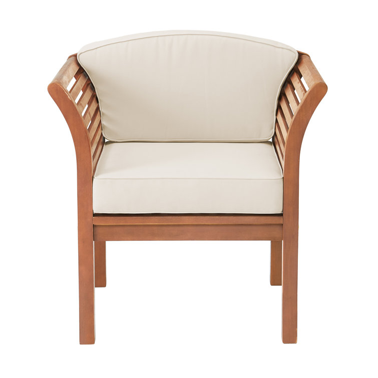 Natural Eucalyptus Wood Outdoor Chair with Cushions
