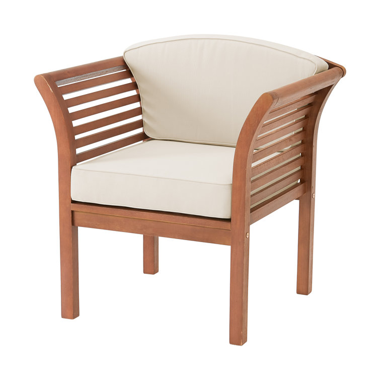Natural Eucalyptus Wood Outdoor Chair with Cushions
