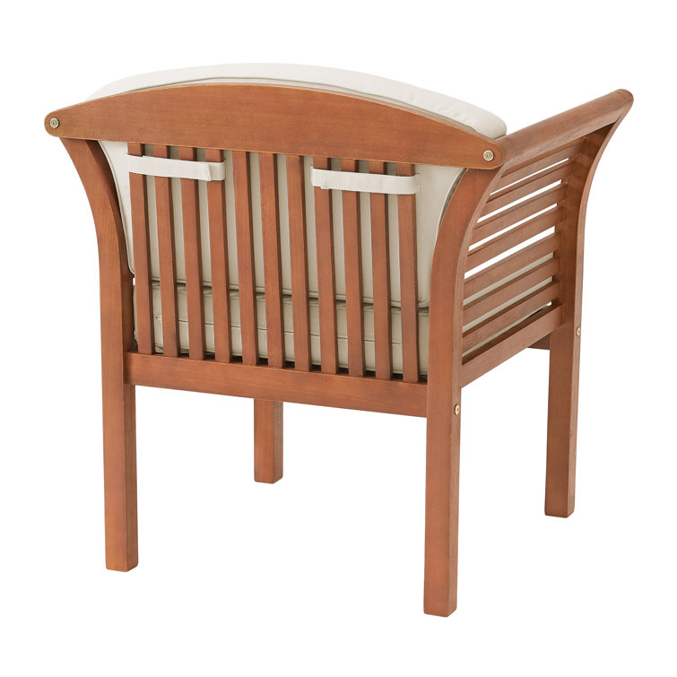 Natural Eucalyptus Wood Outdoor Chair with Cushions