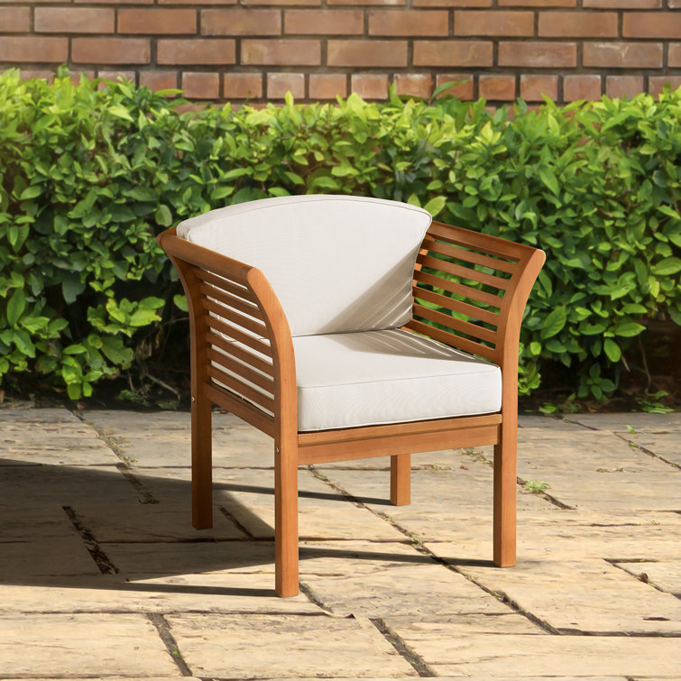 Natural Eucalyptus Wood Outdoor Chair with Cushions