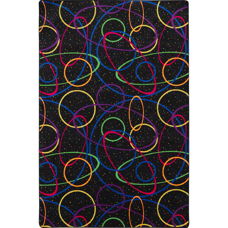 Neon Glow Black Synthetic 4' x 6' Tufted Gaming Area Rug