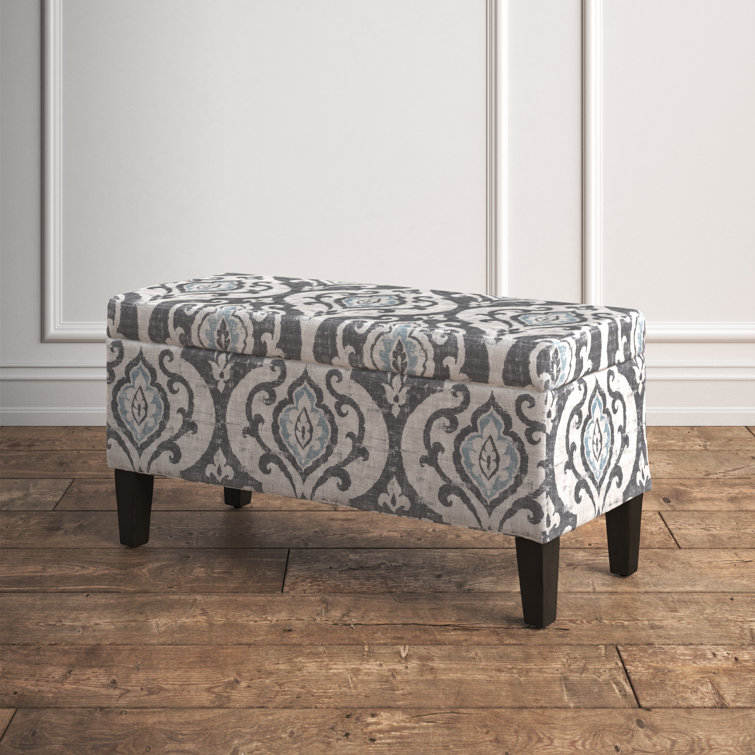 Drake Slate Blue Large Rectangle Storage Bench with Wood Legs