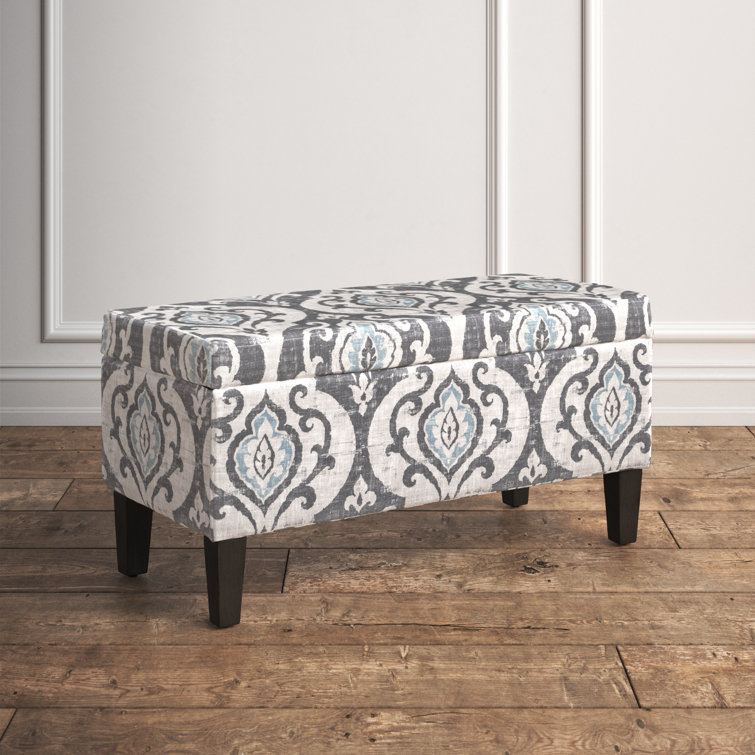 Drake Slate Blue Large Rectangle Storage Bench with Wood Legs