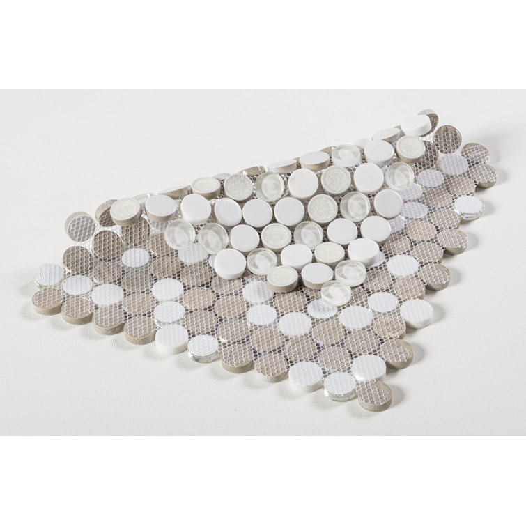 Polka Gray Penny Round Mosaic Ceramic Tile Sheet