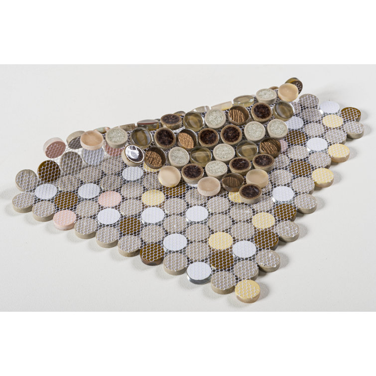Polka Brown Penny Round Mosaic Ceramic Tile Sheet