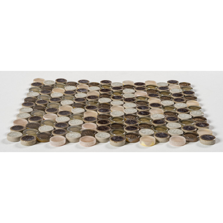 Polka Brown Penny Round Mosaic Ceramic Tile Sheet