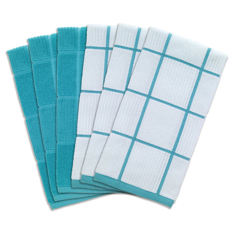 Breeze Blue and White Cotton Terry Kitchen Towel Set