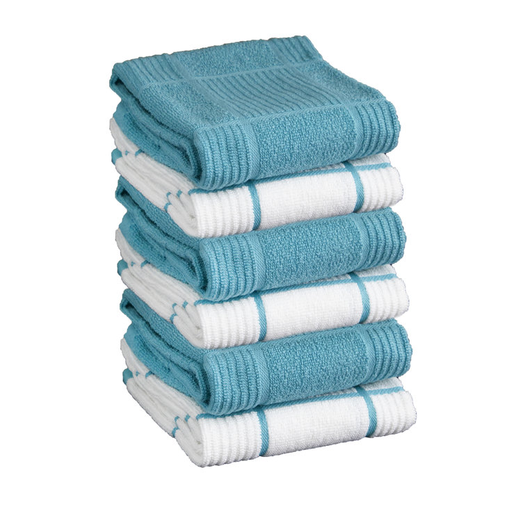 Breeze Blue and White Cotton Terry Kitchen Towel Set