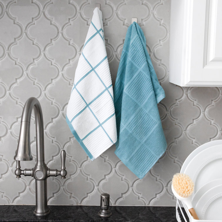 Breeze Blue and White Cotton Terry Kitchen Towel Set