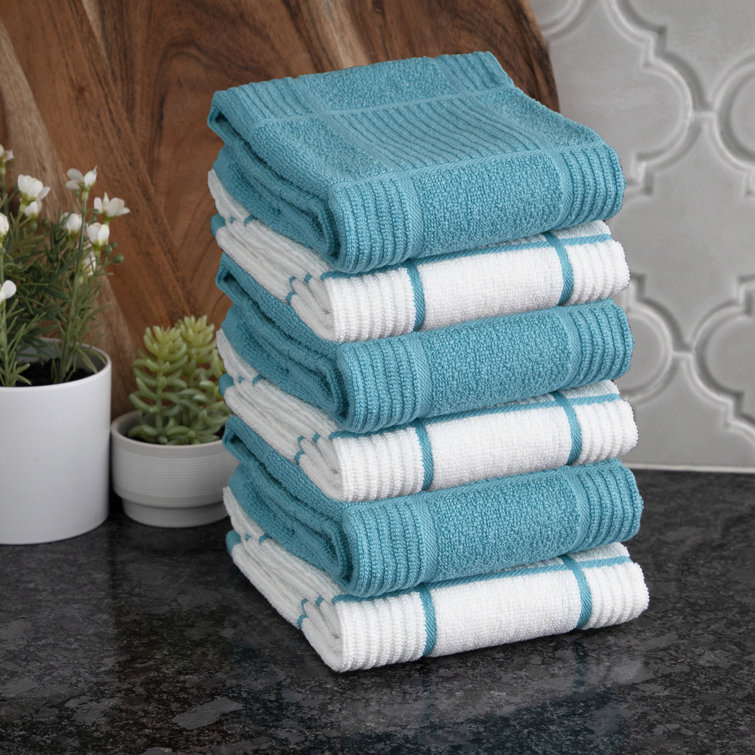 Breeze Blue and White Cotton Terry Kitchen Towel Set