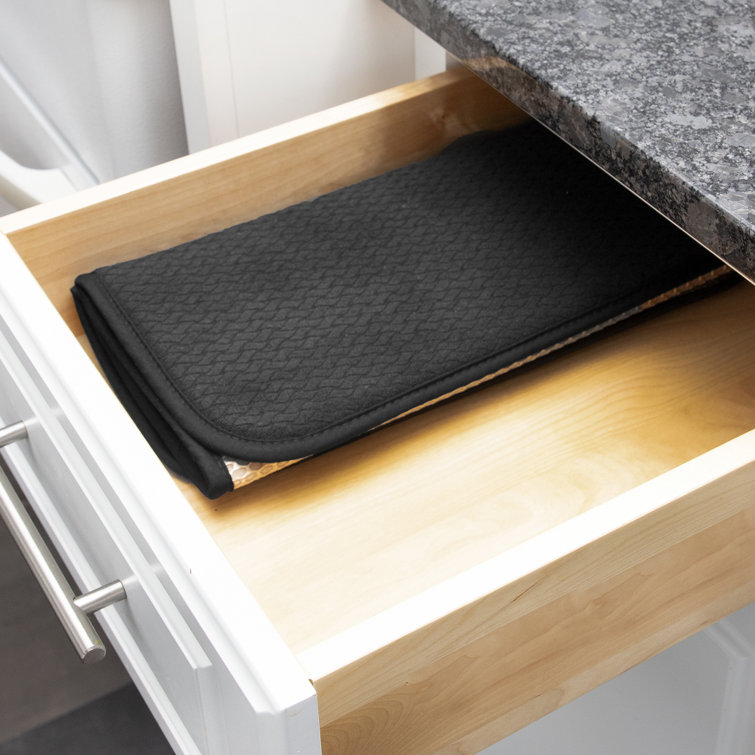 Black Foldable Microfiber Dish Drying Mat 16" x 28"