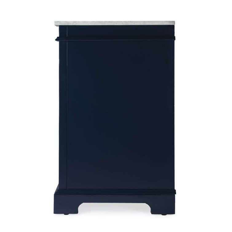Garza 48" Navy Blue Acacia Wood Bathroom Vanity with Marble Top