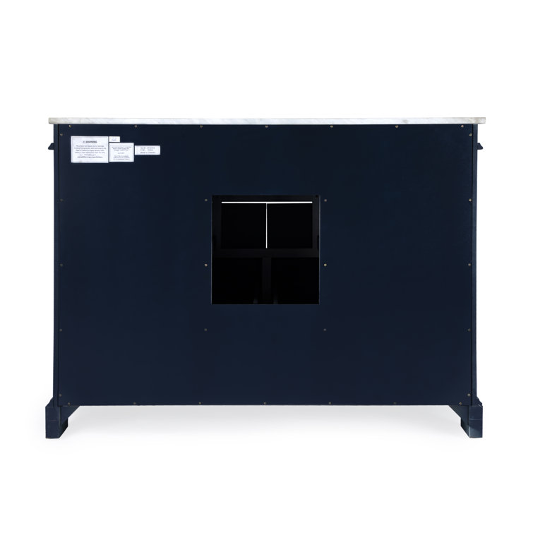 Garza 48" Navy Blue Acacia Wood Bathroom Vanity with Marble Top