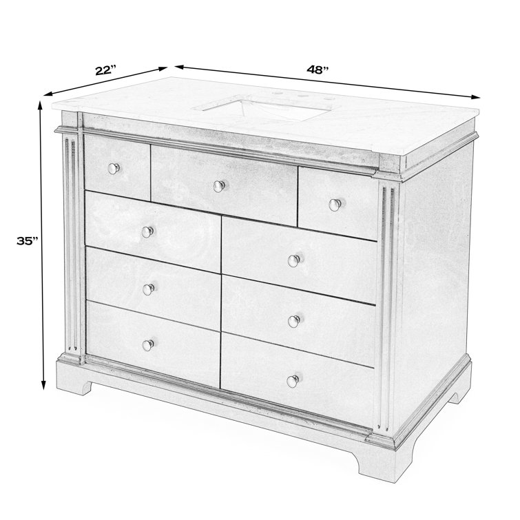 Garza 48" Navy Blue Acacia Wood Bathroom Vanity with Marble Top