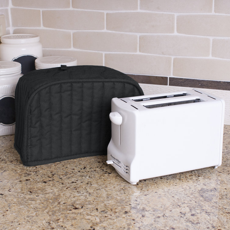 Black Quilted Polyester and Cotton Two-Slice Toaster Cover