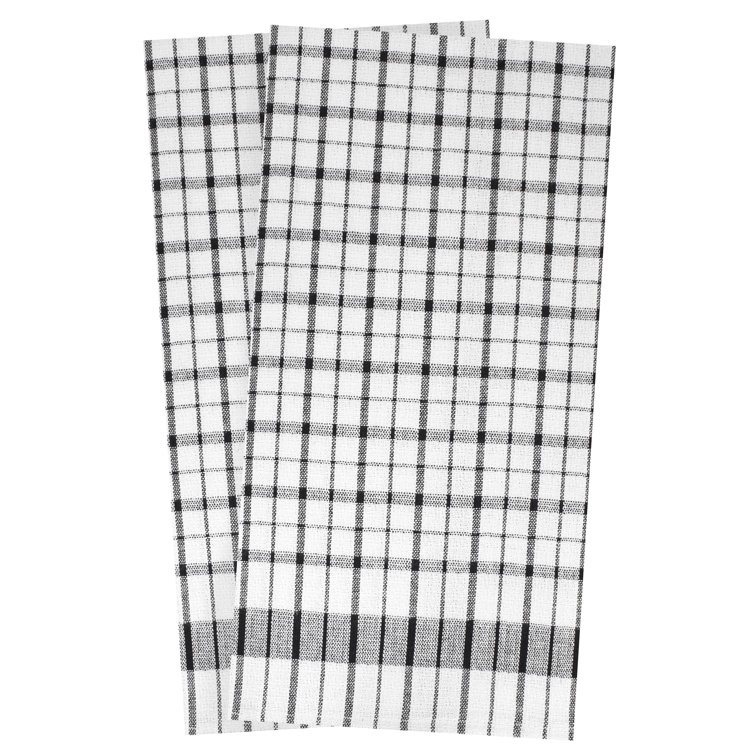 Black and White Checkered Cotton Kitchen Towel Set