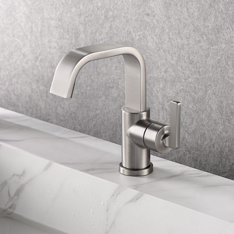 Brushed Nickel Single Hole Bathroom Faucet with Drain Assembly