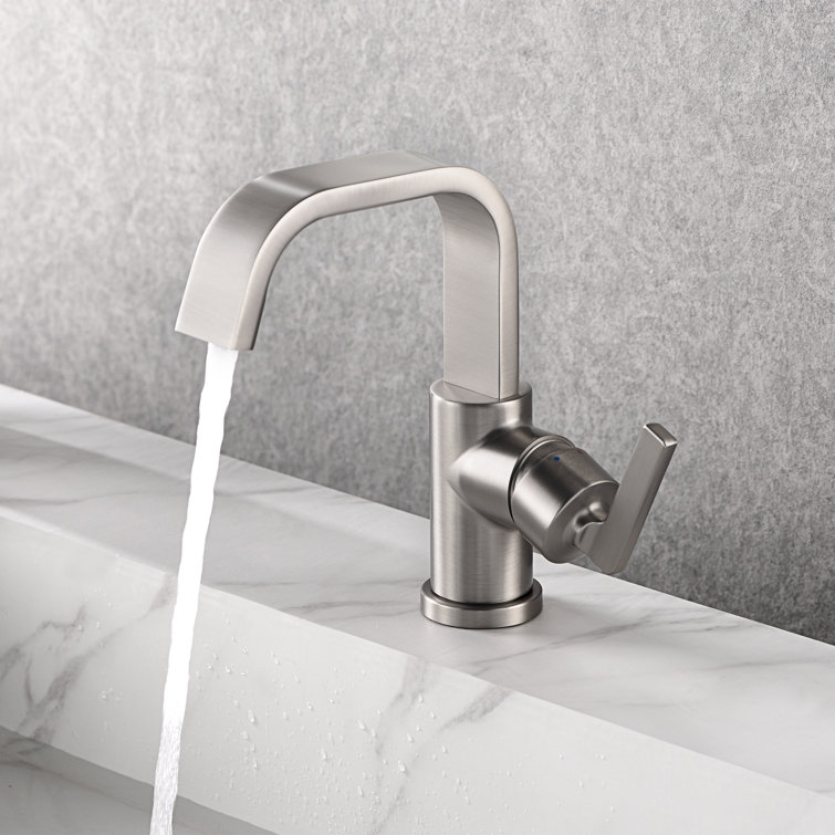 Brushed Nickel Single Hole Bathroom Faucet with Drain Assembly
