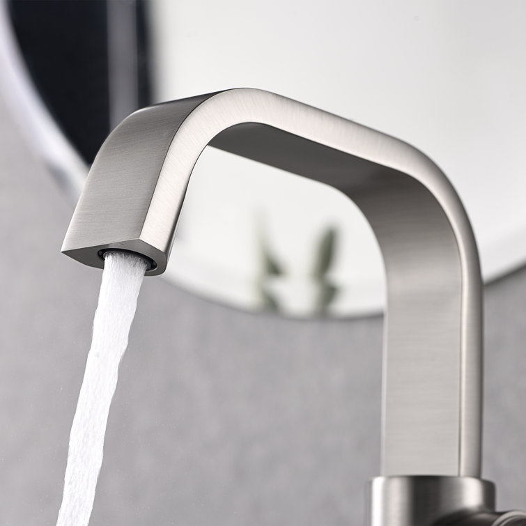 Brushed Nickel Single Hole Bathroom Faucet with Drain Assembly