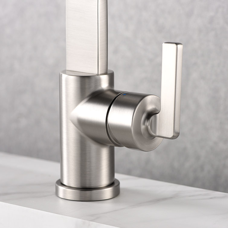 Brushed Nickel Single Hole Bathroom Faucet with Drain Assembly