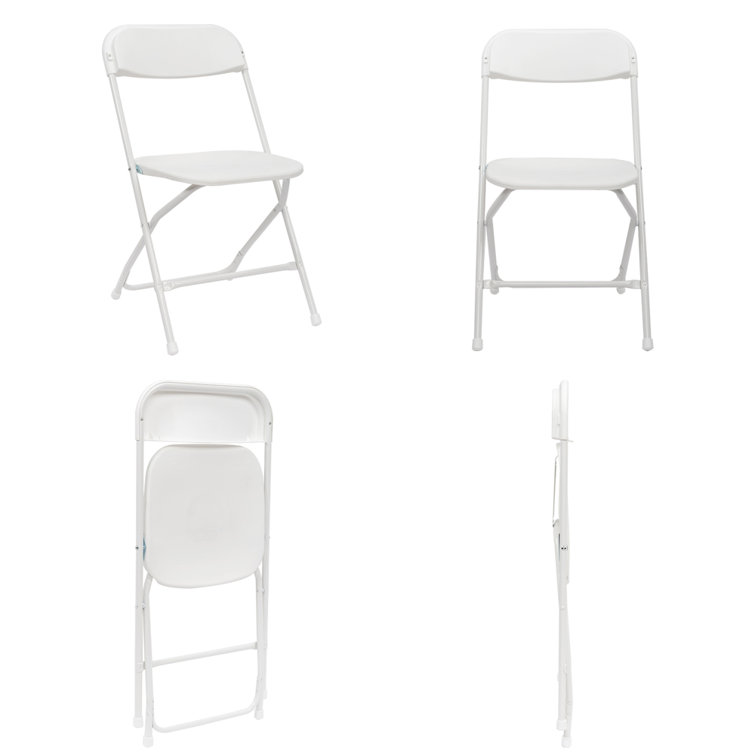 White Steel and Plastic Stackable Folding Chair Set of 6