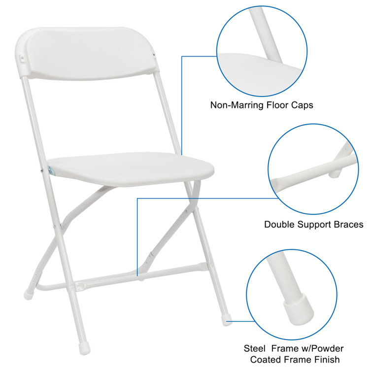 White Steel and Plastic Stackable Folding Chair Set of 6