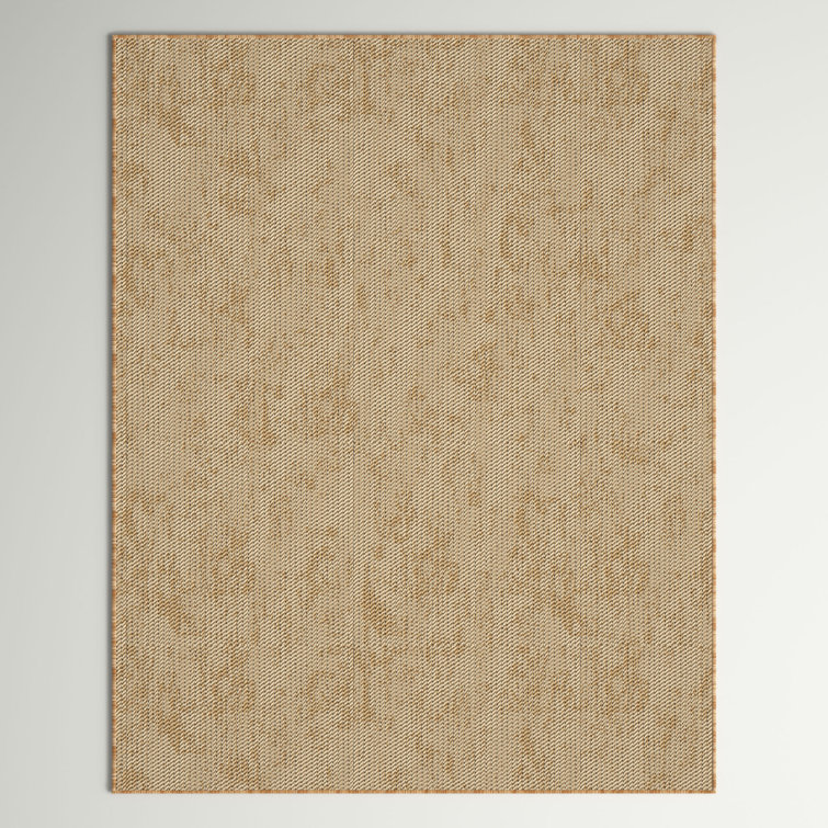 Green and Beige Flat Woven Synthetic Stripe Rug, 5' x 7'