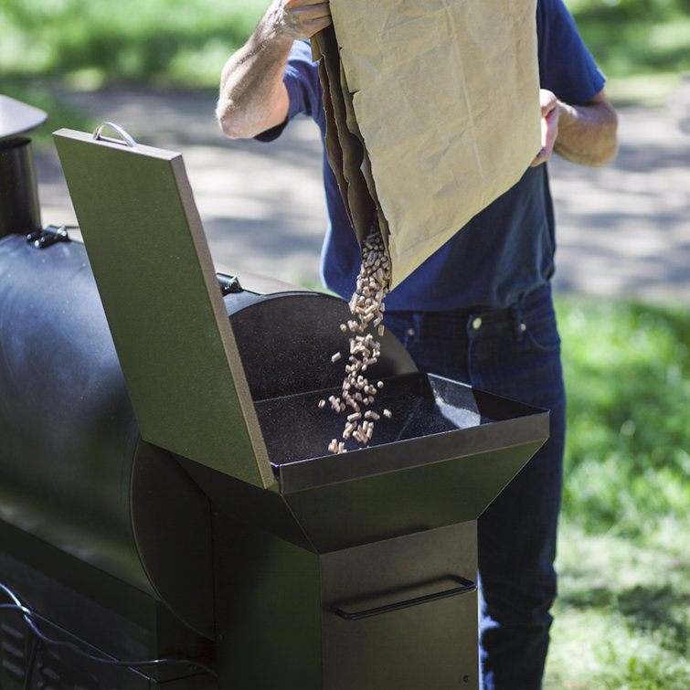 Bronze Stainless Steel Freestanding Pellet Grill with Porcelain-Coated Grates