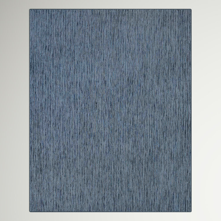 Navy Blue Synthetic Flat Woven Indoor/Outdoor Area Rug