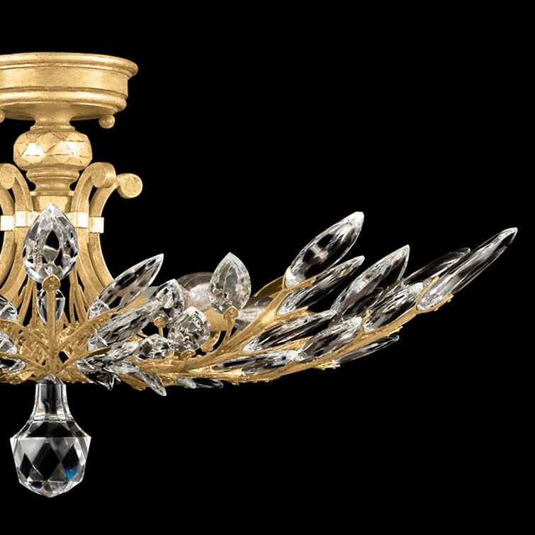 Elegant Crystal Laurel 5-Light LED Semi-Flush Mount in Gold Leaf