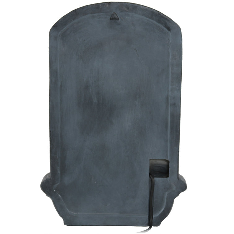 Seaside French Limestone Solar-Powered Wall Fountain with Battery Backup