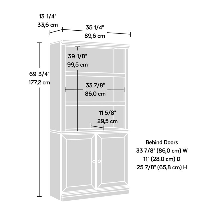 White Adjustable 5-Shelf Bookcase with Doors