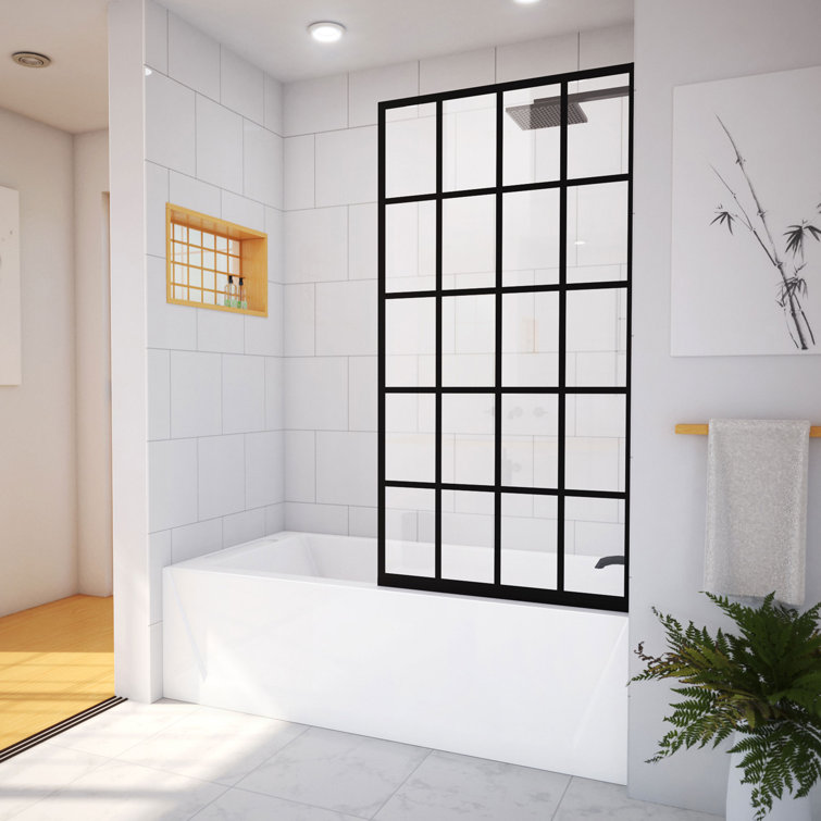 Toulon 30" x 58" Frameless Matte Black Tub Screen