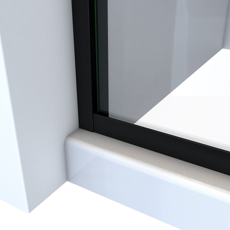 Matte Black Semi-Frameless Sliding Shower Door with Clear Glass