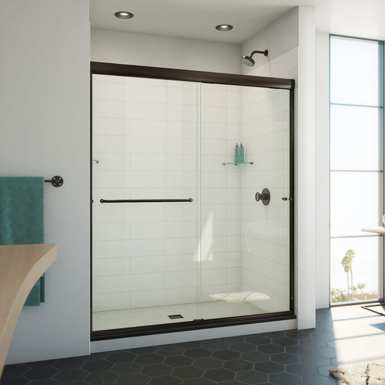 Oil Rubbed Bronze and Clear Glass Semi-Frameless Sliding Shower Door