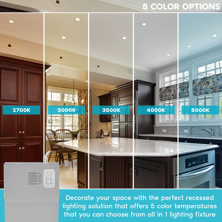 4 Inch Ultra Thin Dimmable LED Recessed Lighting Kit with Color Options