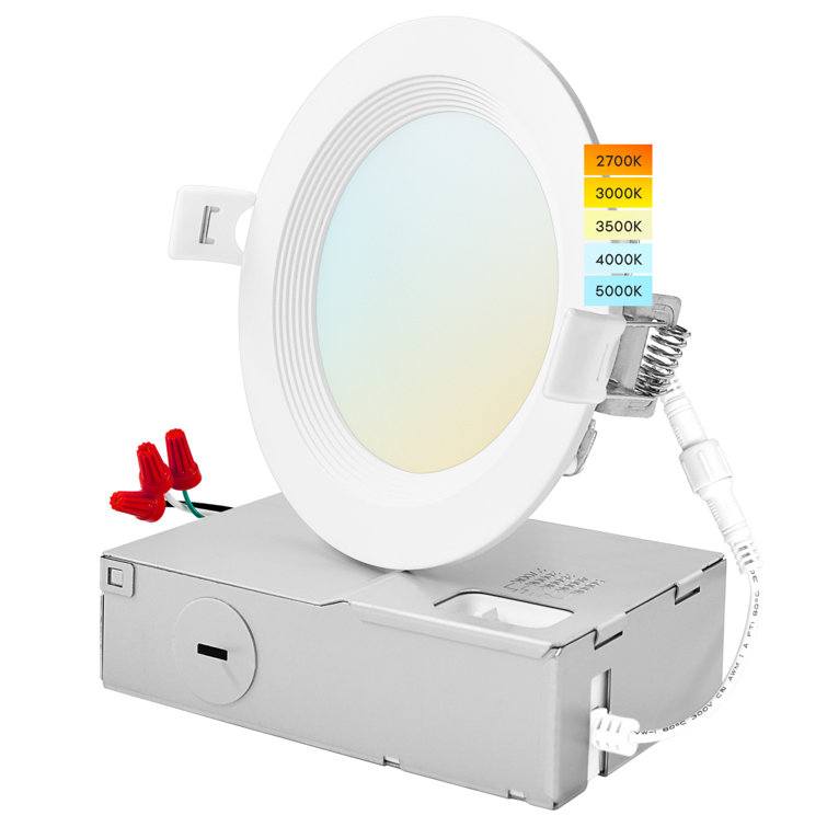 4'' White Aluminum LED Recessed Lighting Kit with Adjustable Color Temperature