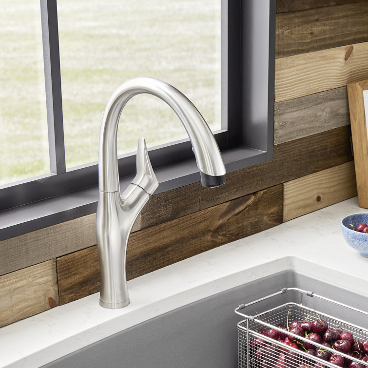Stainless Steel Pull-Down Kitchen Faucet with Dual Spray